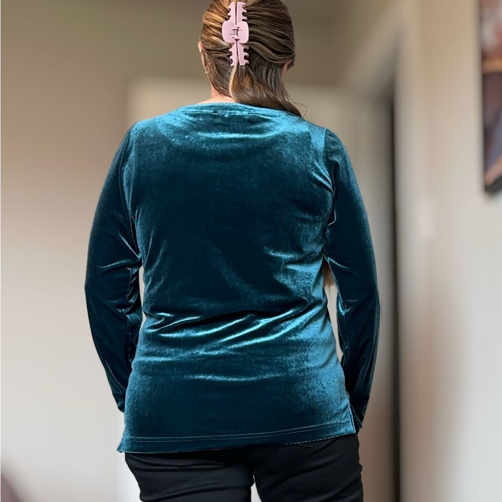 Belle by Kim Gravel teal Long Sleeve velvet - Picture 5 of 12
